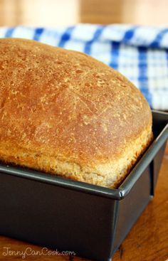 Jenny Can Cook, Homemade Whole Wheat Bread, Wheat Bread Recipe, Yeast Bread Recipes, Loaf Of Bread, No Knead Bread, Bread Bun, Yeast Bread, Whole Wheat Bread