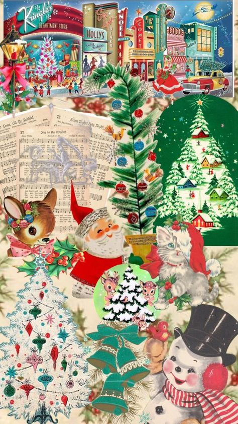 Vintage Christmas Laptop Wallpaper, Christmas Retro Wallpaper, December Collage Wallpaper, Vintage Christmas Wallpapers, Christmas Phone Wallpaper Vintage, Vintage Christmas Wallpaper, Vintage Christmas Background, Kindle Wallpaper, Christmas Widgets