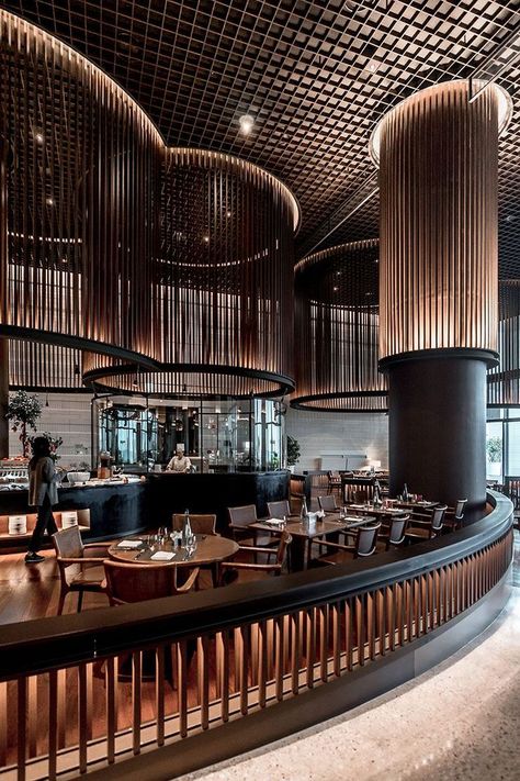 360 Bar Design, Resturant Ideas Design Interiors, Elegant Bar Design, Luxury Bar Design, Restaurant Facade, Interior Hotel, Elegant Bar, Armani Hotel, Desain Pantry