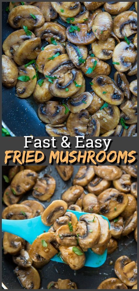 Teryaki Fried Mushrooms, quick, easy and a family favourite! This is a great mushroom side dish or used as a topping for hamburgers and steaks. #mushrooms #recipe #bbq #grilling #fried #summer Teriyaki Mushrooms Sauteed, Frying Mushrooms, Bbq Mushrooms Recipes, Heath Dinners, Fry Mushrooms, Mushroom Fry, Mushroom Side Dish, Mushrooms Fried, Bbq Mushrooms