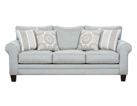 Couch we chose - sleeper sofa with a comfy memory foam mattress.  100% Polypropylenebr / CC:  WSbr / br / Contemporary roll arm style upholstered in a fresh mist blue combination.  Moderate scale with three loose back cushions over three reversible box welt seats.  Sofa, queeen sleeper and loveseat include (2) throw pillows in stripe and (2) in Suzani pattern.  High back accent chair in coordinating stripe also stocked. Sleep Sofa, Rolled Arm Sofa, Furniture Market, Blue Sofa, Loveseat Sofa, Upholstered Sofa, Sleeper Sofa, Room Sofa, Living Room Sets