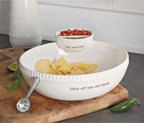 Mud Pie Chip Off the Old Block Stacked Chip and Dip Set Mud Pie Dishes, Mud Pie Kitchen, Beatriz Ball, Ceramics Bowls, Chip Bowl, Kitchen Centerpiece, Chip And Dip Sets, Chip And Dip Bowl, Kitchen Necessities