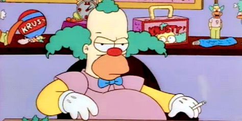 An upcoming The Simpsons Krusty the Clown merchandise line has seemingly had iconic aspects of the character removed, including his cigarettes. Krusty The Clown, The Clown, The Simpsons, Funny Quotes, Funny Memes, Memes, Funny, Quotes