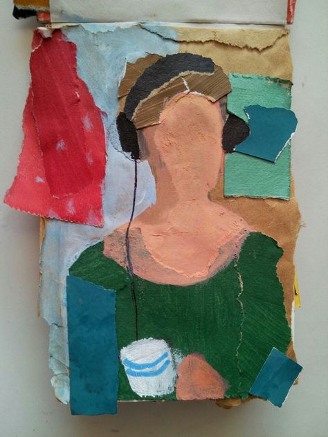 Creative Self Portrait Art, Textile Portraits, Portrait Ideas Art, Self Portrait Drawing, Creative Self Portraits, Self Portrait Art, Collage Portrait, Paper Collage Art, Artist Sketchbook