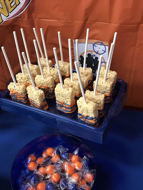 Nerf Birthday Party Ideas | Photo 2 of 15 | Catch My Party Nerf Birthday Party Ideas Food, Nerf Party Food, Nerf Birthday Party Ideas, Nerf Birthday Party, Nerf Party, 9th Birthday Parties, Birthday Party Food, 6th Birthday Parties, 9th Birthday