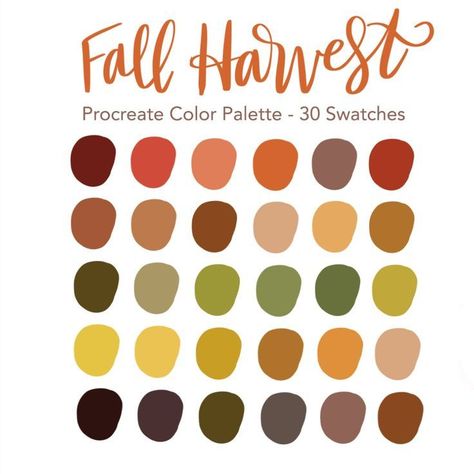 Hygge Color Palette, Color Schemes Fall, Color Palette Fall, Procreate Tools, Palette Autumn, Procreate Palettes, Halloween Color Palette, Procreate Palette, Fall Color Schemes