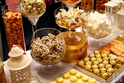 Gold Candy Buffet | Gold Candy Buffet! | Candy Bar For Weddings Gold Candy Buffet, Wedding Candy Table, Beauty And Beast Wedding, Beauty And The Beast Theme, 50th Wedding Anniversary Party, Candy Bar Wedding, Candy Buffet Tables, Gold Candy, Beauty And The Beast Party