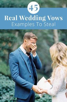 45 Real Wedding Vows Examples To Steal  Wedding vows? This can be tough. We have some vows ideas that may help. Let some of these real wedding vow examples give you some inspiration! #wedding #bride #weddingforward #WeddingVows  45 Real Wedding Vows Examples To Steal  Wedding vows? This can be tough. We have some vows ideas that may help. Let some of these real wedding vow examples give you some inspiration! #wedding #bride #weddingforward Wedding Vow Examples, Sample Wedding Vows, Vows Inspiration, Vows Examples, Real Wedding Vows, Unique Wedding Vows, Writing Wedding Vows, Vows Ideas, Vow Examples