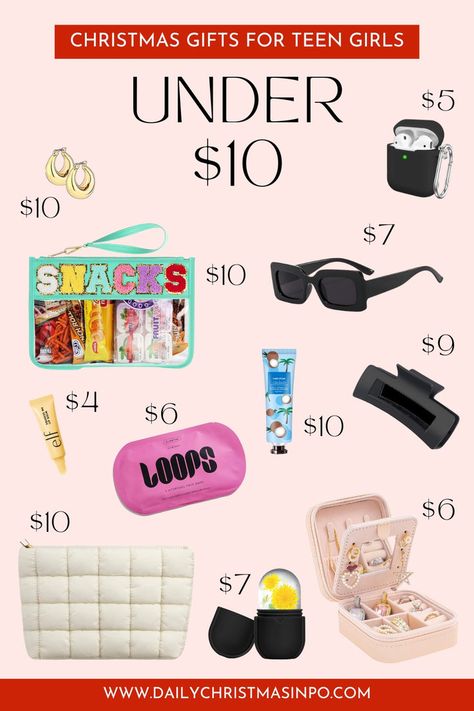 🎄🎁 Searching for affordable Christmas gifts for teen girls? Look no further! Our gift guide is packed with fun, stylish, and thoughtful ideas — all under $10! Whether she loves trendy accessories, cute gadgets, or self-care goodies, we’ve got something she’ll adore! 💖✨ Get ready to shop the best deals for teen girls this Christmas! 🌟 #ChristmasGifts #TeenGirlGifts #HolidayGiftGuide #AffordableGifts Christmas Gifts Under $10, Cute Gadgets, Affordable Christmas Gifts, Christmas Gifts For Teen Girls, Accessories Cute, 20 Gifts, Christmas Inspo, Gifts Under 10