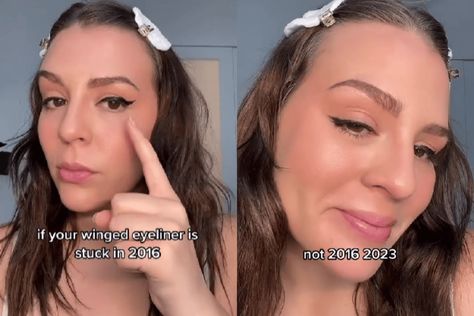 The difference between millennial and Gen Z eyeliner Gen Z Eyeliner, Gen Z Hair, Gen Z Makeup, Gen Z Style, Eyeliner Techniques, Eyeliner Looks, Winged Eyeliner, Gen Z, Waterproof Mascara