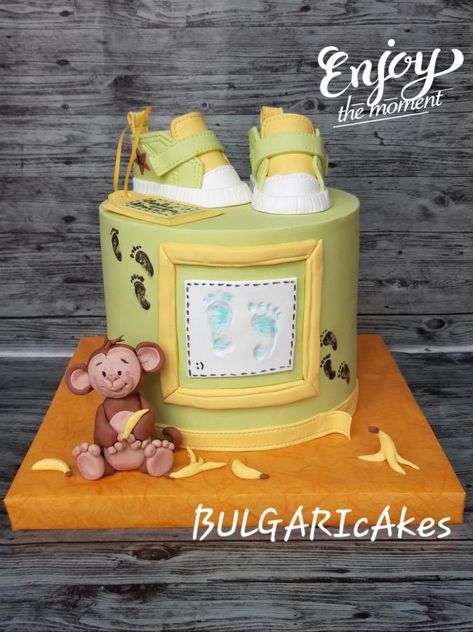 First steps... - cake by BULGARIcAkes First Step Cake, Baby First Step Cake, Monkey Party Ideas, Cookies Art, Bakery Art, Monkey Party, Baby's First Step, Boy Cake, Baby Boy Cakes