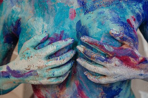 Hands On Chest, Female Art Painting, Beige Background, Art Styles, Week 1, Dream Bedroom, Body Painting, Female Art, Fashion Art