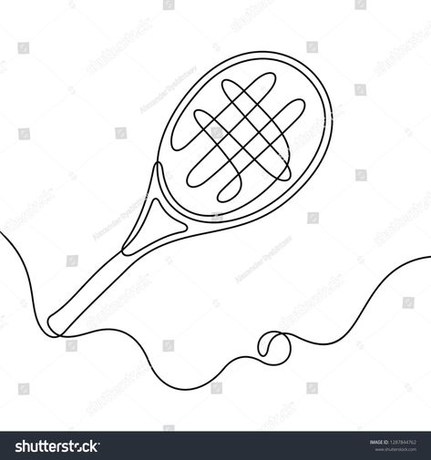 Tennis continuous line vector illustration #Ad , #AD, #continuous#Tennis#line#illustration