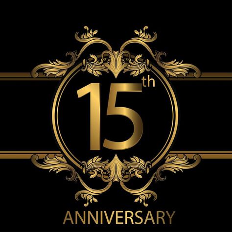 15th anniversary golden luxury emblem on black Full Hd Photo, Golden Anniversary, 15th Anniversary, Hd Photos, Vector Art, Art Images, Template Design, Vector Free, Crown Jewelry