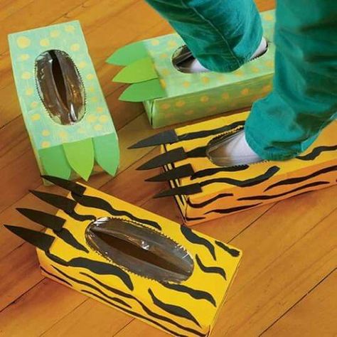 Would be cool for a relay race Tiger Shoes, Kleenex Box, Just Now, Toddler Crafts, Diy Toys, Craft Activities, Diy Crafts For Kids, Preschool Crafts, Kids Crafts