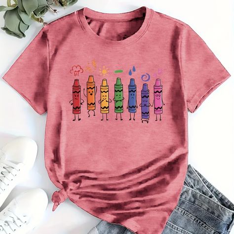 Faster shipping. Better service Cartoon Crayon, Textured Skirt, Navy Skirt, Bow Detail Dress, Cartoon T Shirts, Polo Dress, Henley Shirts, Tweed Jacket, Teacher Shirts