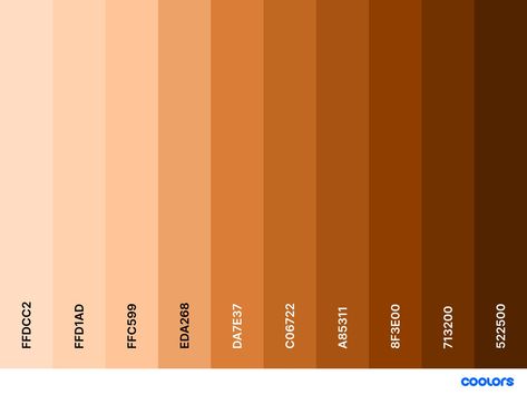 Chestnut Color Palette, Orange Brown Color Palette, Coffee Pantone, Color Coding Notes, Digital Kurti, Flat Color Palette, Rgb Color Codes, Create Color Palette, Color Design Inspiration