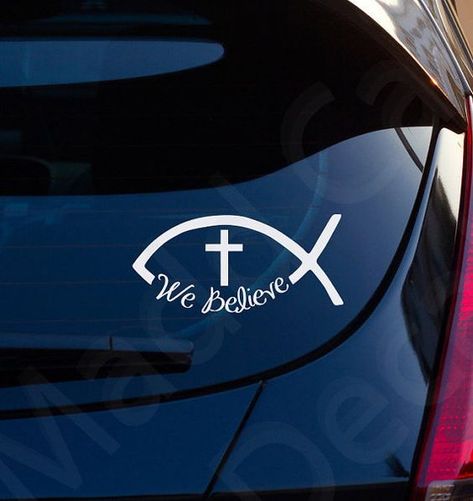 Christian Car Decals, Christian Decals, Fish Symbol, Christian Crafts, Christian Symbols, Jesus On The Cross, A Background, Car Decals Vinyl, Vinyl Projects