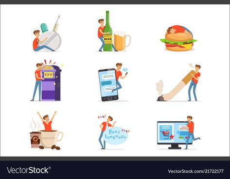 Obesity Infographics, Business Icons Vector, Human Logo, Childhood Obesity, Vector Illustrations, Bad Habits, Emotional Wellness, Adobe Illustrator, White Background