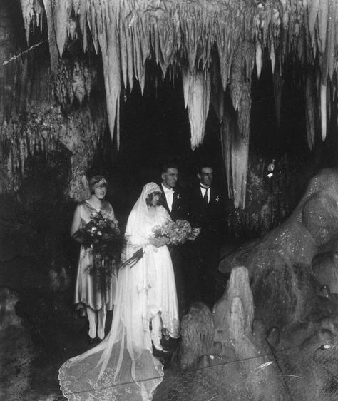 earlyScab on Instagram: “The wedding of Frank Hansford and Fairy Moon at the “Crystal Altar” in Fairy Cave, Buchan, Gippsland - Australia. 14th April 1930.…” Goth Wedding, Southern Gothic, A Series Of Unfortunate Events, Gothic Wedding, Memento Mori, Here Comes The Bride, Photography Inspo, Vintage Photography, Adventure Time