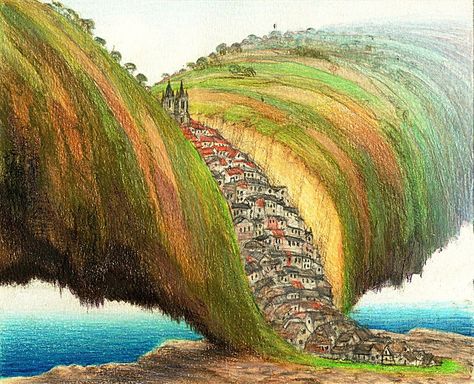 Jacek Yerka, Abstract Painting Diy, Conceptual Drawing, Concept Art Tutorial, Alien Concept Art, Landscape Background, Surrealism Painting, Fantasy City, Fantasy Places