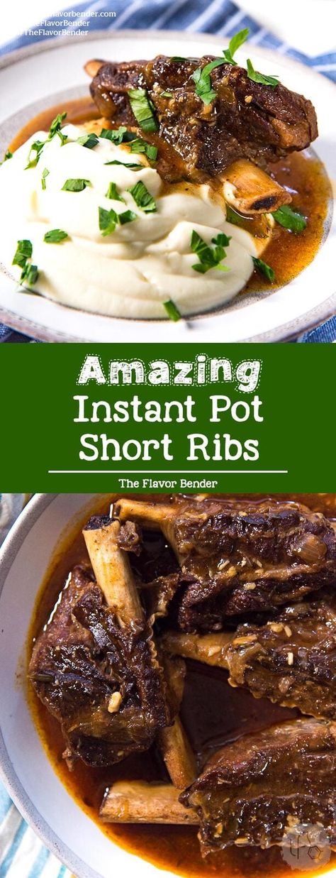 How to make Instant Pot Short Ribs - This easy recipe makes delicious, tender and succulent short ribs with classic flavors! Short Ribs Instant Pot, Pressure Cooker Short Ribs, Instant Pot Short Ribs, Ribs Instant Pot, Instant Pot Ribs Recipe, Beef Short Rib Recipes, Short Ribs Recipe, Pot Recipes Easy, Ribs Recipe