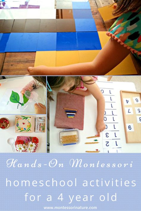 Hands - On Montessori Homeschool Activities For A 4 Year Old - Montessori Nature Blog Kindergarten Homeschool Schedule, Montessori Lessons, Montessori Homeschool, Montessori Learning, Early Learning Activities, Montessori Preschool, Montessori Math, Montessori Education, Homeschool Schedule