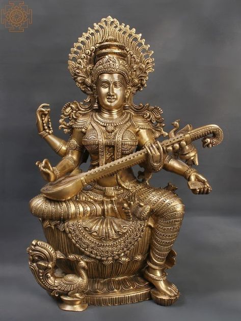 Prabhu Ram, Devi Saraswati, Maa Saraswati, Fauvism Art, Devi Maa, Devotional Topics, Brass Idols, Saraswati Statue, Shiva Shankara