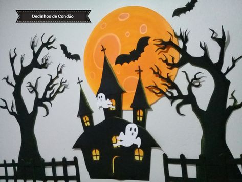 Halloween Mural Ideas, Painel Halloween, Halloween Mural, Halloween Baby Photos, Halloween Toddler Party, Halloween Classroom Decorations, Moldes Halloween, Halloween Party Activities, Halloween Yard Art