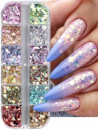 Mermaid Nail Art, Nail Polish Painting, Mermaid Nail, Nail Gems, Mermaid Nails, Art Decor Diy, Gel Nail Polish Set, Nail Glitter, Gem Nails