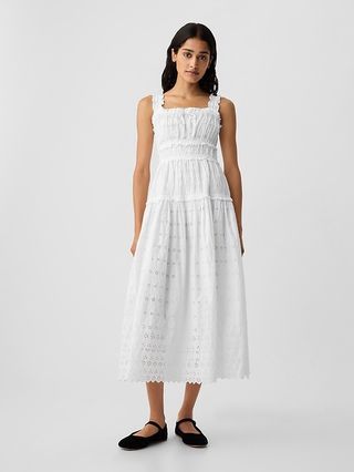 Gap X Doen, Eyelet Midi Dress, Glamorous Fashion, Wardrobe Wishlist, Cotton Midi Dress, Material Girl, Fancy Pants, Eyelet Dress, White Dresses