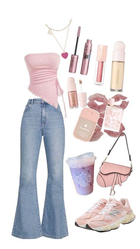 E Girl Outfits Pink, Girly Pop Outfit, Wicked Outfit Ideas, Pink Clothes Outfits, Black And Pink Outfit Ideas, Pretty Pink Outfits, Pink Shirt Outfits, Pink Streetwear Outfit, Girly Outfit Ideas