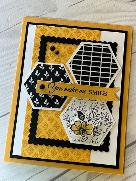 Spring card idea using hexagon shapes from Stampin' Up! Beautiful Shapes Dies | Stamped Sophisticates Stampin Up Hello Beautiful Cards, Stampin Up Beautiful Shapes Dies, Beautiful Shapes Dies Stampin Up Cards, Scrapbook Cards Ideas, Cards For Scrapbook, Geometric Cards, Calligraphy Birthday Card, How To Make Cards, Hexagon Cards