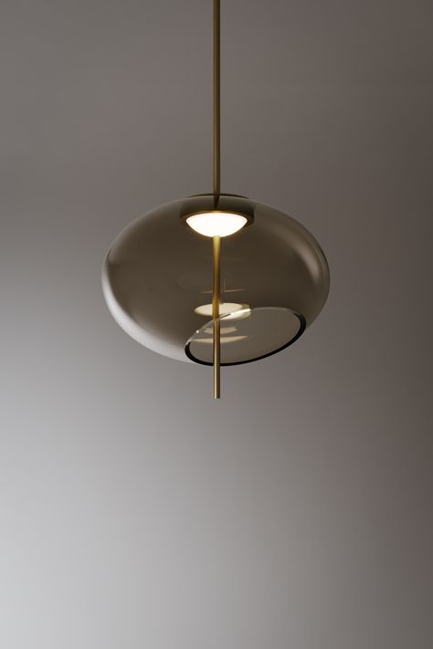 In Trou Suspension, irregular asymmetrical cut blown glass balls hover in space, making the lamp an ethereal light source. Luxury Lighting Chandeliers, Metal Art Techniques, Backgammon Table, Ethereal Light, Glass Balls, Transitional Modern, Burnished Brass, Italian Lighting, Sideboard Console