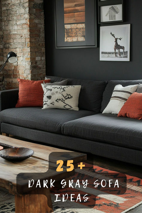 Looking for inspiration for your living room? Check out these 25+ stunning dark gray sofa ideas that will transform your space! From modern to cozy designs, you’ll find styles that suit your taste perfectly. Discover how to incorporate dark gray sofas into your home for a chic and inviting atmosphere. Click to explore more amazing ideas and designs! ✨🏡💖
#DarkGraySofa #LivingRoomIdeas #HomeDecor #InteriorDesign #SofaStyles #HomeInspiration #CozyLiving Charcoal Sofa Decor Ideas, Charcoal Couch Styling Color Schemes, Dark Gray Sofas Living Room Decor, Wood Floor Grey Couch, Slate Couch Living Room, Styling A Grey Couch, Charcoal Sofa Living Room Color Palettes, Dark Grey Sofa Living Room Color Schemes, Grey Sectional Sofa Living Room