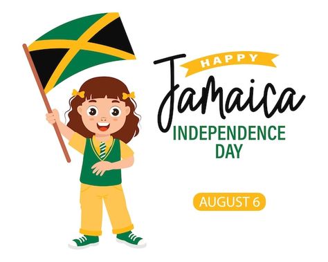 Día de la independencia de jamaica niña ... | Premium Vector #Freepik #vector #bandera #independencia #patriota #dia-independencia Happy Independence, Happy Independence Day, Jamaica, Independence Day, Premium Vector