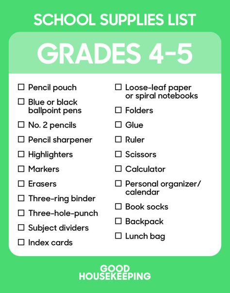 If you want to send your fourth and fifth graders back to school with the right stuff, just print out this convenient shopping list or order it all online. Click through for links to our recommended products and other back-to-school supply lists for different age groups. School Supplies For 5th Grade, School Supplies List Elementary, School Supplies Diy Notebook, School Shopping List, School Supplies Highschool, Book Socks, School Checklist, College School Supplies, School Supplies Organization