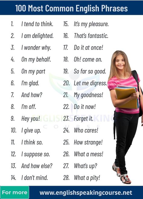 100 Most Common English Phrases: Today we will learn 100 small phrases or sentences which will help you speak English very fast. Common Phrases English, Beautiful Phrases English, Common English Phrases, Small Phrases, Transition Words And Phrases, 10 Sentences, English Talk, English Phrases Sentences, English Spoken