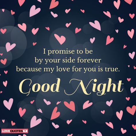 I promise to be by your side forever because my love for you is true. Good Night. Funny Good Night Images, Good Night Babe, Romantic Good Night Messages, Sweet Dreams My Love, Good Night Love, Good Night To You, Good Night I Love You, Night Love Quotes, Lovely Good Night