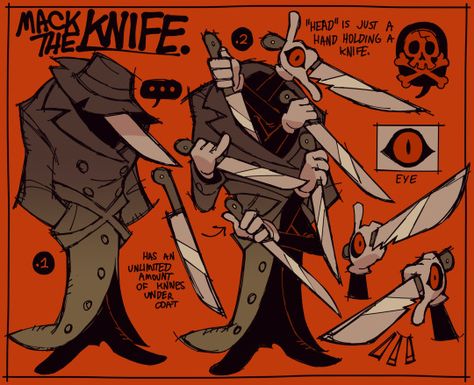 (13) mack the knife – @onebadnoodle on Tumblr Mack The Knife, Noodle Art, Knife Drawing, The Noodle, Character Designer, Skyfall, Monster Design, Arte Fantasy, Character Design References