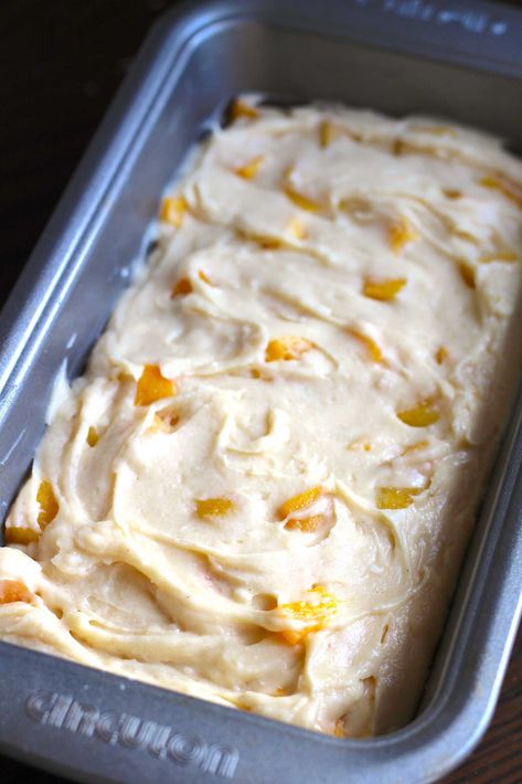 Peaches And Cream Loaf Recipe, Peaches And Cream Cheese Loaf Recipe, Peach And Cream Loaf, Peach Cream Cheese Bread, Pineapple Cream Cheese Bread, Recipes Using Canned Peaches, Peaches And Cream Bread, Fresh Peach Bread Recipe, Peaches And Cream Cheese Loaf 12 Tomatoes