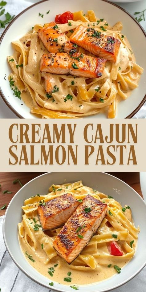 Indulge in this Creamy Cajun Salmon Pasta! 🎣🍝 The perfect blend of spicy Cajun seasoning, creamy sauce, and flaky salmon makes this dish an irresistible dinner choice. Ready in under 30 minutes, it’s ideal for date nights or cozy evenings at home. 🌟 Pair with garlic bread for the ultimate comfort meal. #CajunPasta #SalmonLovers #CreamyRecipes #DinnerInspo #PastaPerfection 🍝 Creamy Cajun Salmon, Cajun Salmon Pasta, Cajun Pasta Sauce, Cajun Seafood Pasta, Creamy Cajun Sauce, Cajun Pasta Recipes, Spicy Pasta Recipes, Creamy Cajun Pasta, Creamy Salmon Pasta