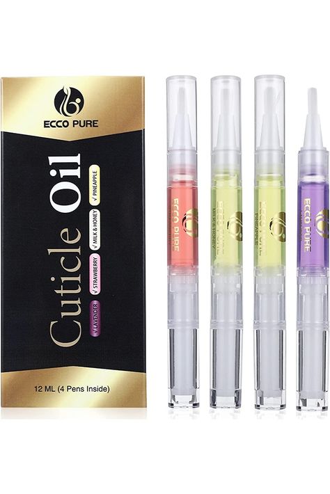 ECCO PURE Cuticle Oil Pens (4 Pack) - Nail Cuticle Protector - Professional Manicure &amp; Pedicure Set Accessory - Cuticle &amp; Nail Strengthener, Cuticle Softener for at Home Nail Care Kit Best Cuticle Oil, Nail Protector, Euphoria Nails, Cuticle Oil Pen, Cuticle Softener, Professional Manicure, Pedicure Set, Cuticle Care, Oil Pen