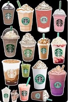 Starbucks Stickers, Starbucks Wallpaper, Starbucks Art, Coffee Art Print, Sticker Design Inspiration, Desain Buklet, Cute Easy Doodles, Cute Laptop Stickers, Cute Food Drawings