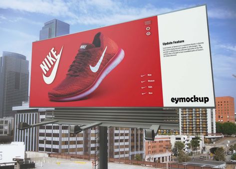 Free Wide Billboard Mockup - eyMockup Latest Graphic Design, Billboard Mockup, Billboard Design, Graphic Design Branding, Front View, Free Mockup, Mockup Psd, Free Psd, Mockup