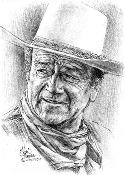 John Wayne Drawing, Portrait Au Crayon, Celebrity Art Portraits, Clint Walker, John Wayne Movies, Western Artwork, Wilde Westen, 얼굴 그리기, Celebrity Caricatures