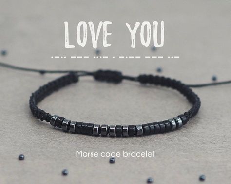 Bracelet Morse Code, Bracelet Morse, Anniversary Gifts For Men, Code Morse, Mens Bracelet Personalized, Bracelets For Boyfriend, Gift Boyfriend, Diy For Men, Morse Code Bracelet