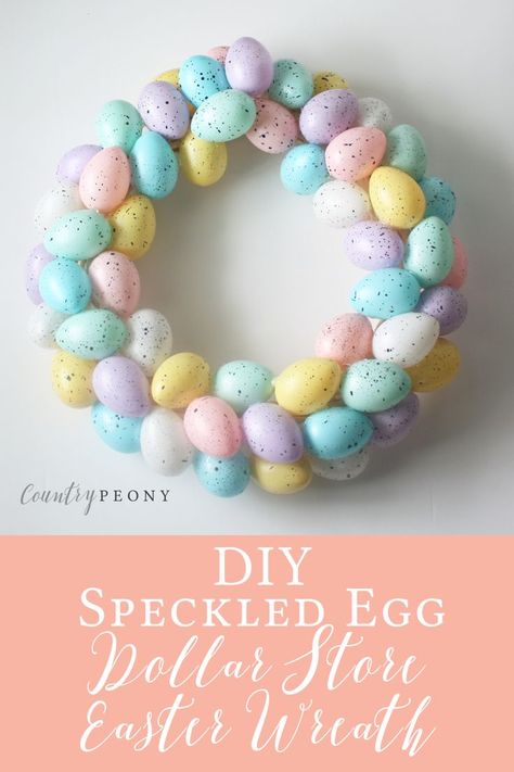 Easter Wreath Diy Dollar Stores, Diy Easter Wreath, Easter Egg Wreath Diy, Peony Diy, Diy Osterschmuck, Easter Mesh Wreaths, Diy Frühling, Egg Wreath, Easter Wreath Diy