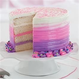 Bold Pink & Purple Ombre Cake. I love how the frosting colors carry on to the inside! Purple Ombre Cake, Pink Purple Ombre, Purple Cakes, Ombre Cake, Purple Birthday, Pink Cake, Purple Ombre, Girl Cakes, Pretty Cakes