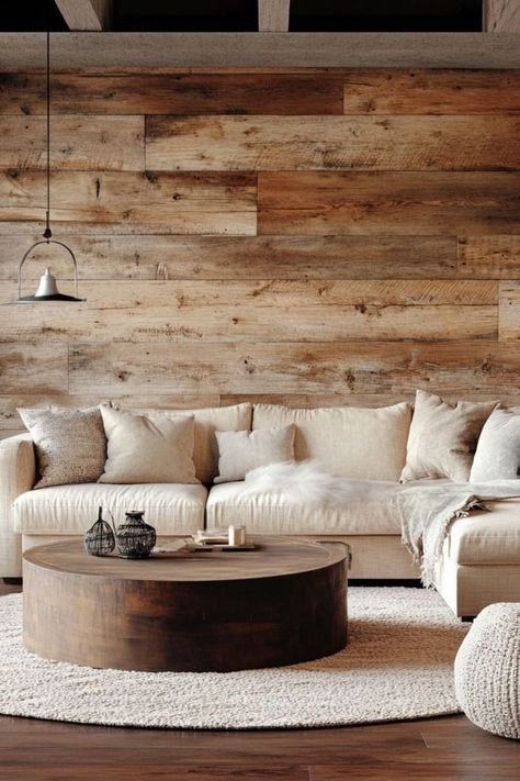 Use reclaimed wood accents to add warmth and character to your home. #ReclaimedWood #WarmDecor #RusticStyle Reclaimed Timber Wall, Reclaimed Wood Decor, Wood Plank Walls, Warm Decor, Reclaimed Wood Wall, Old Barns, Raw Wood, Ship Lap Walls, Wood Accents